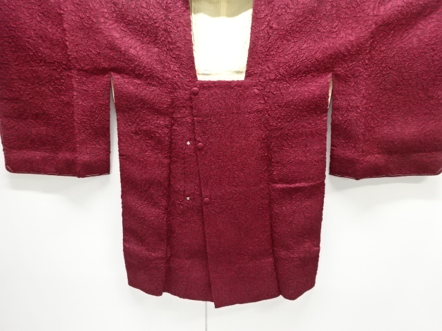 JAPANESE ANTIQUE MICHIYUKI COAT / TAISHO ROMAN STYLE / MATELASSE / WOVEN LEAVES